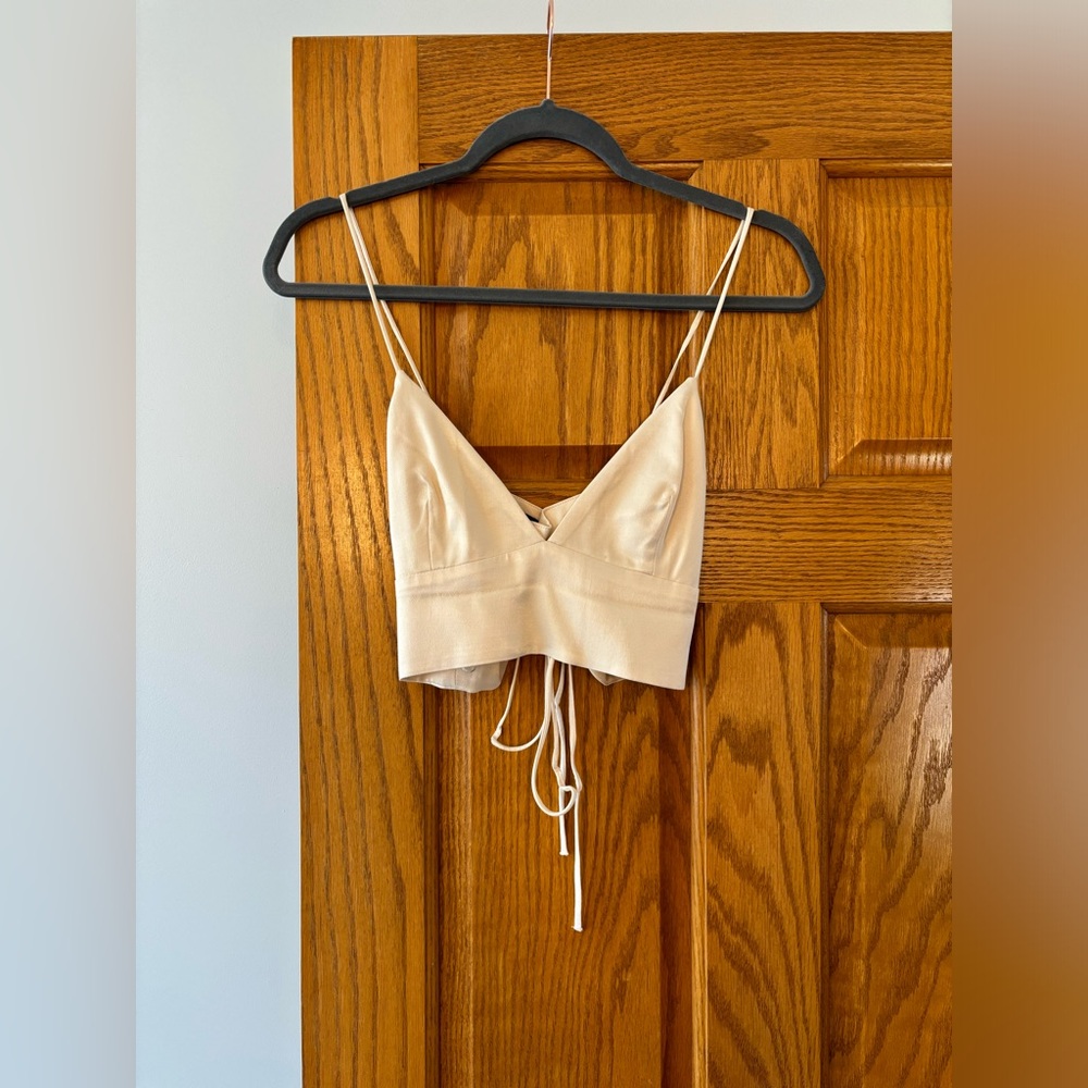 Zara Cream Strappy Cami Crop Top